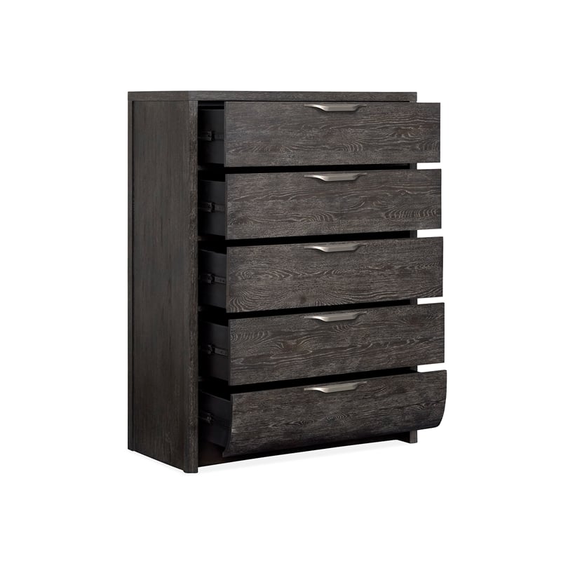 Bowery Hill 5-Drawer Bedroom Chest in Black Heron With Satin Nickel