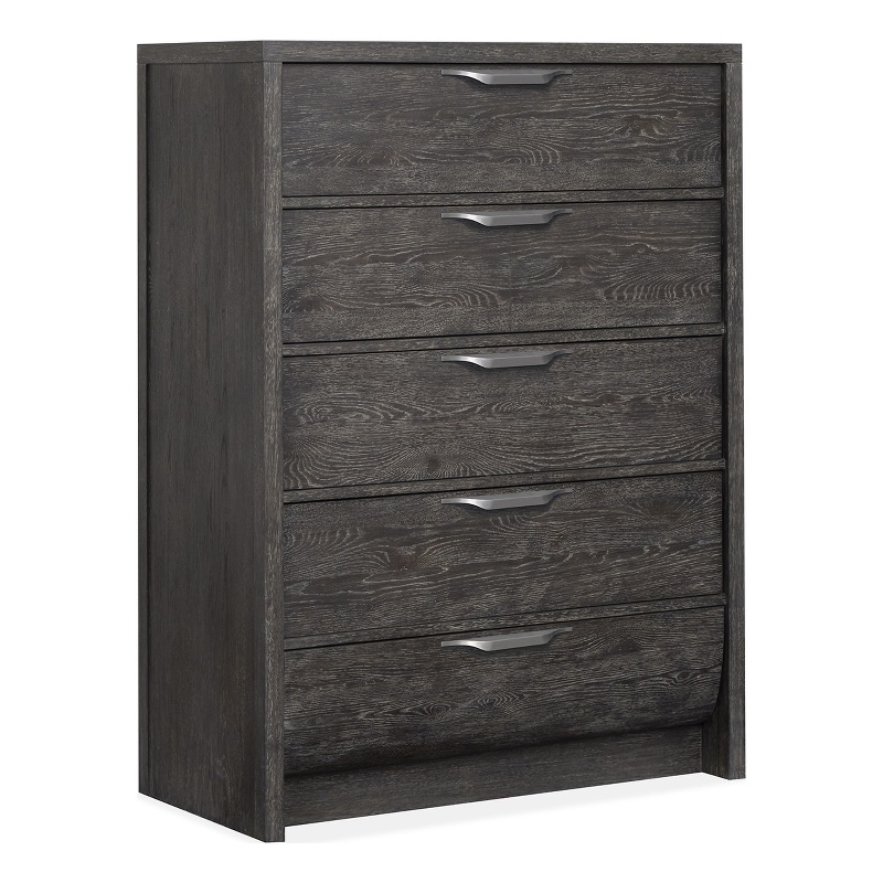Bowery Hill 5-Drawer Bedroom Chest in Black Heron With Satin Nickel