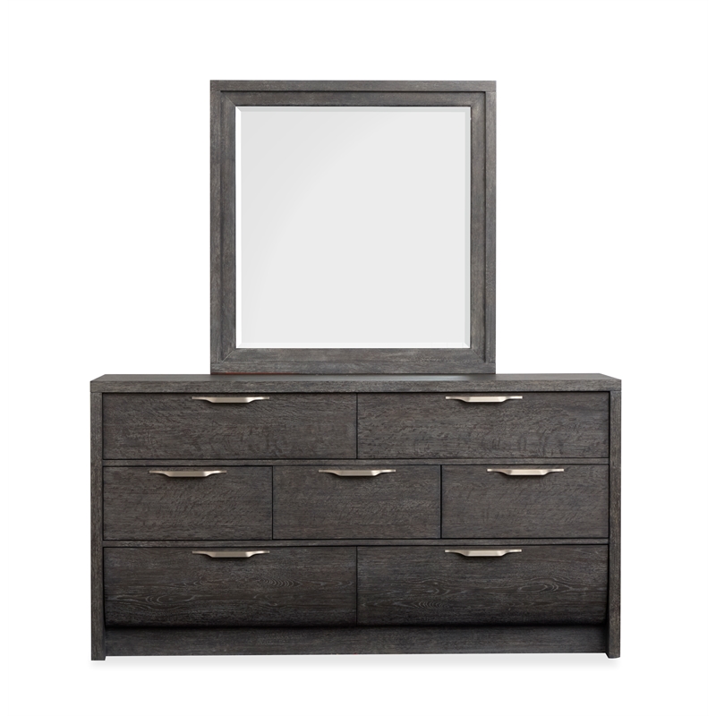 Bowery Hill 7-Drawer Dresser With Portrait Mirror in Black Heron