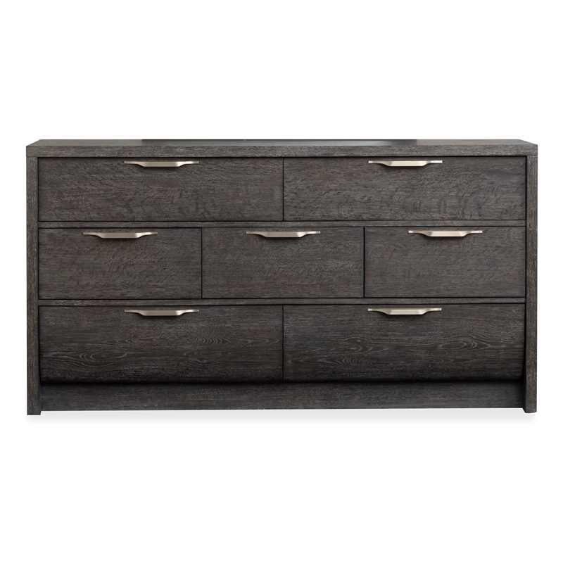 Bowery Hill 7-Drawer Dresser With Portrait Mirror in Black Heron