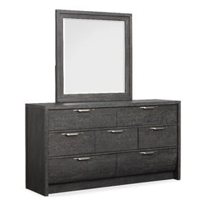 Bowery Hill 7-Drawer Dresser With Portrait Mirror in Black Heron