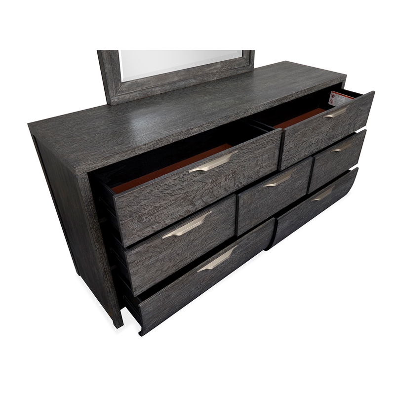 Bowery Hill 7-Drawer Bedroom Dresser in Black Heron With Satin Nickel