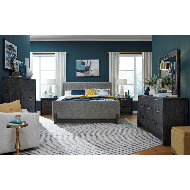 Bowery Hill 7-Drawer Bedroom Dresser in Black Heron With Satin Nickel