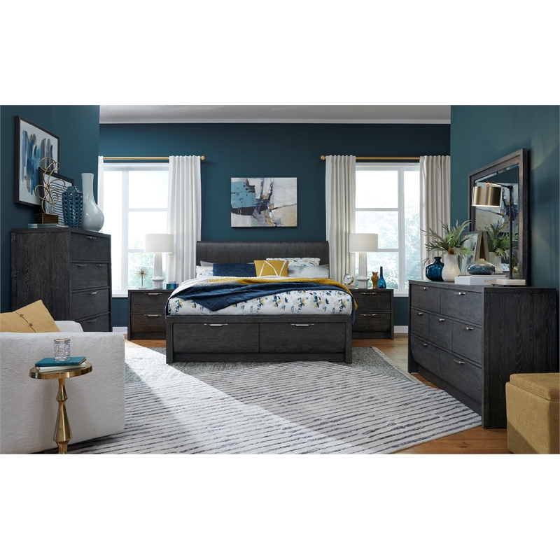 Bowery Hill 7-Drawer Bedroom Dresser in Black Heron With Satin Nickel