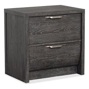 Bowery Hill 2-Drawer Nightstand in Black Heron With Satin Nickel
