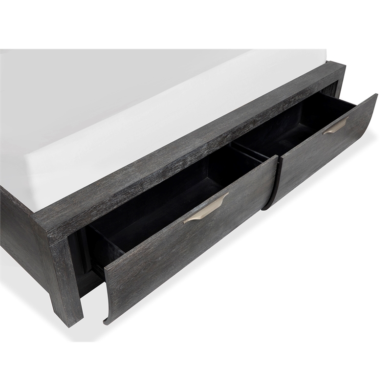 Bowery Hill Queen Panel Storage Bed in Black Heron With 2 Drawers
