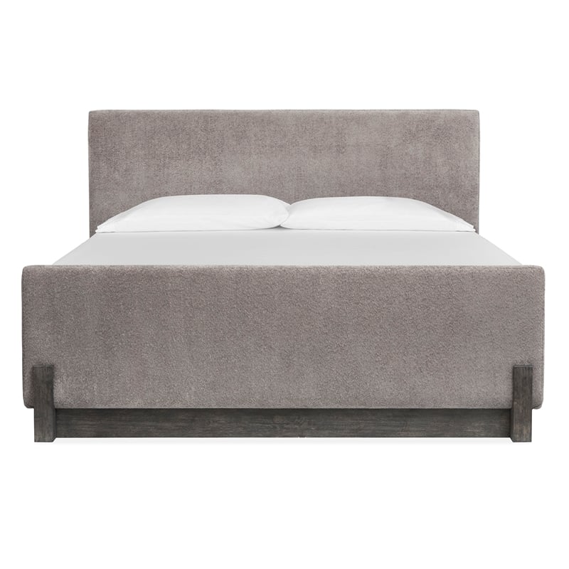 Bowery Hill King Upholstered Panel Bed in Black Heron With Oslo Pewter