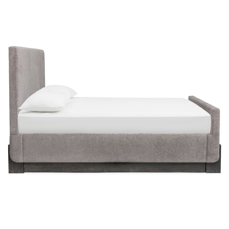 Bowery Hill King Upholstered Panel Bed in Black Heron With Oslo Pewter