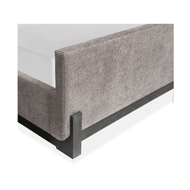 Bowery Hill King Upholstered Panel Bed in Black Heron With Oslo Pewter