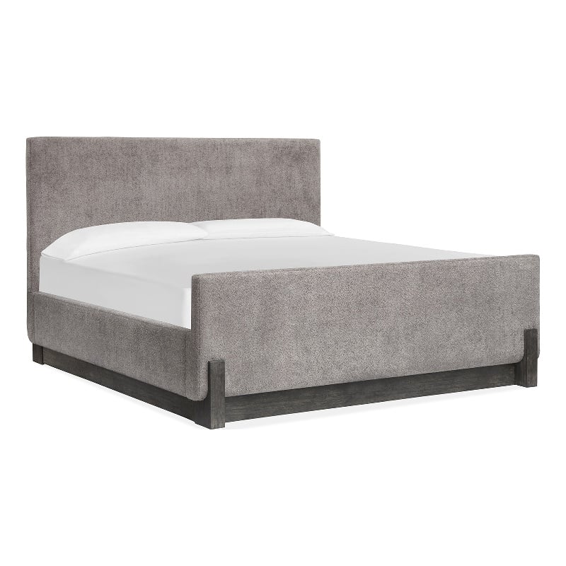 Bowery Hill King Upholstered Panel Bed in Black Heron With Oslo Pewter