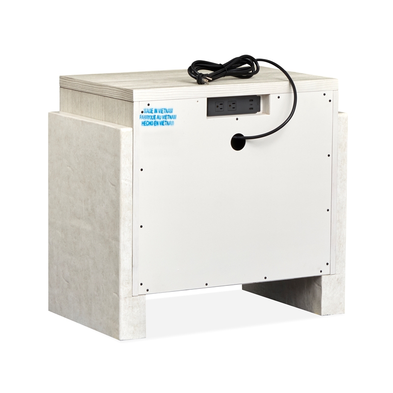 Bowery Hill 2-Drawer Nightstand in Misty Cloud With Resin End Panels