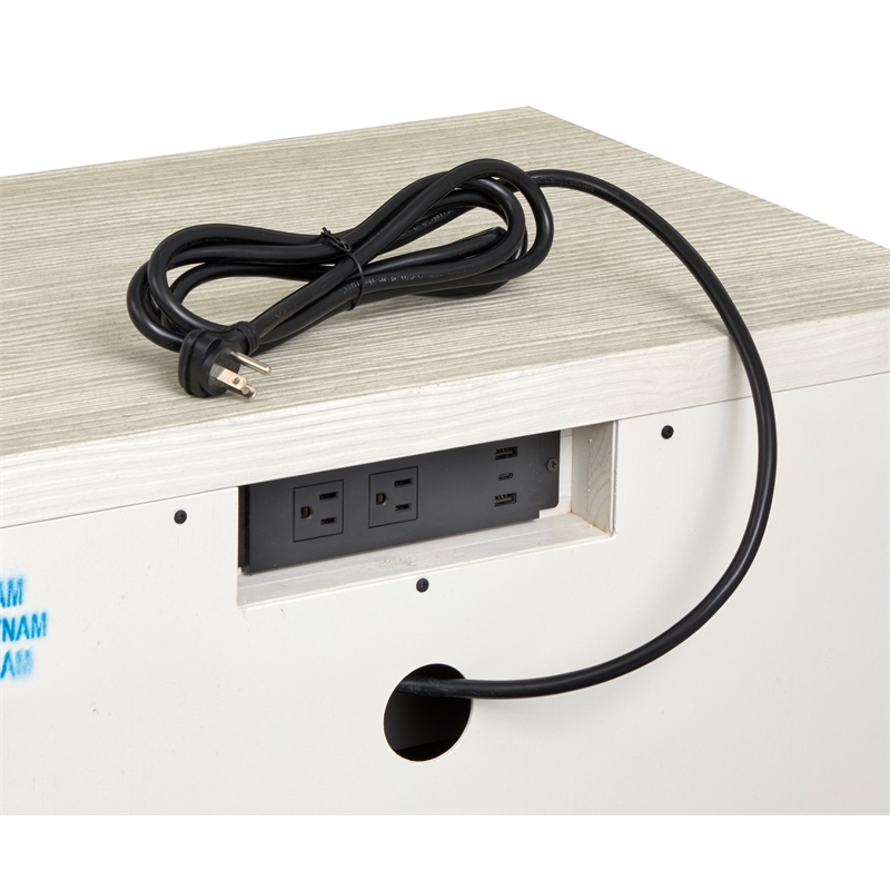 Bowery Hill 2-Drawer Nightstand in Misty Cloud With Resin End Panels