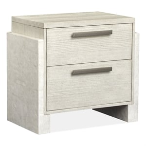Bowery Hill 2-Drawer Nightstand in Misty Cloud With Resin End Panels