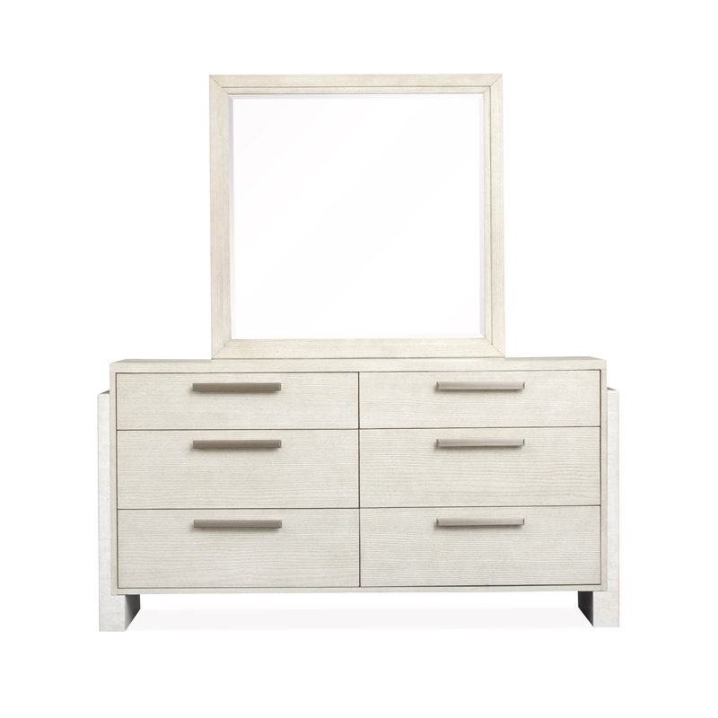 Bowery Hill 6-Drawer Dresser With Landscape Mirror in Misty Cloud