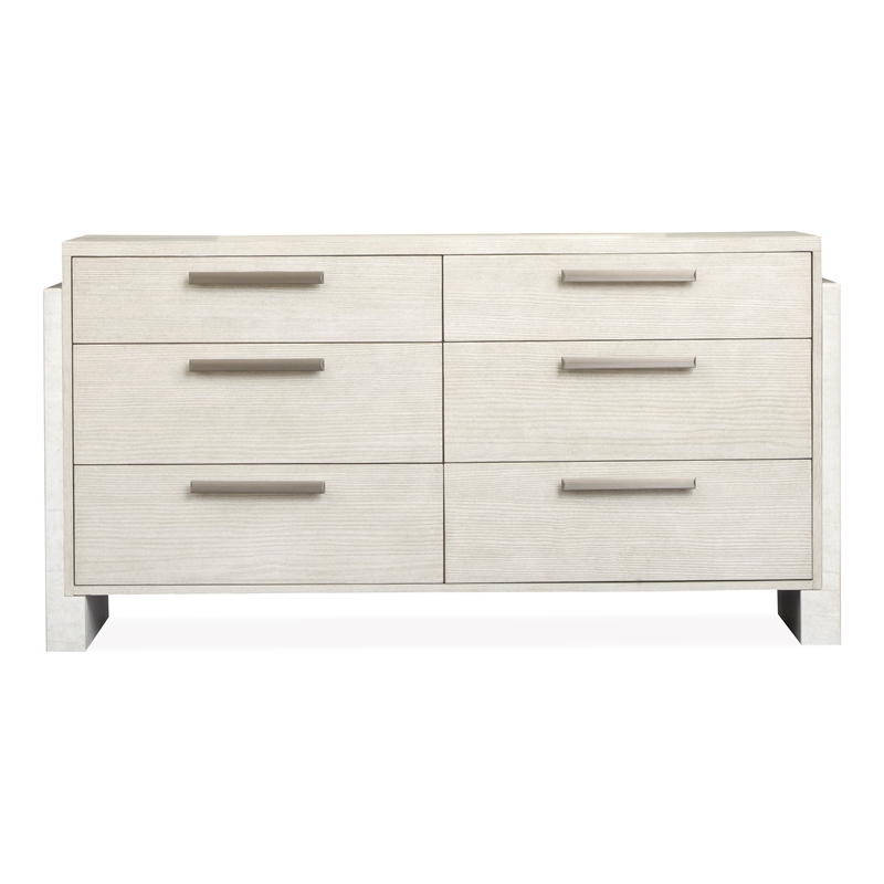 Bowery Hill 6-Drawer Dresser With Landscape Mirror in Misty Cloud