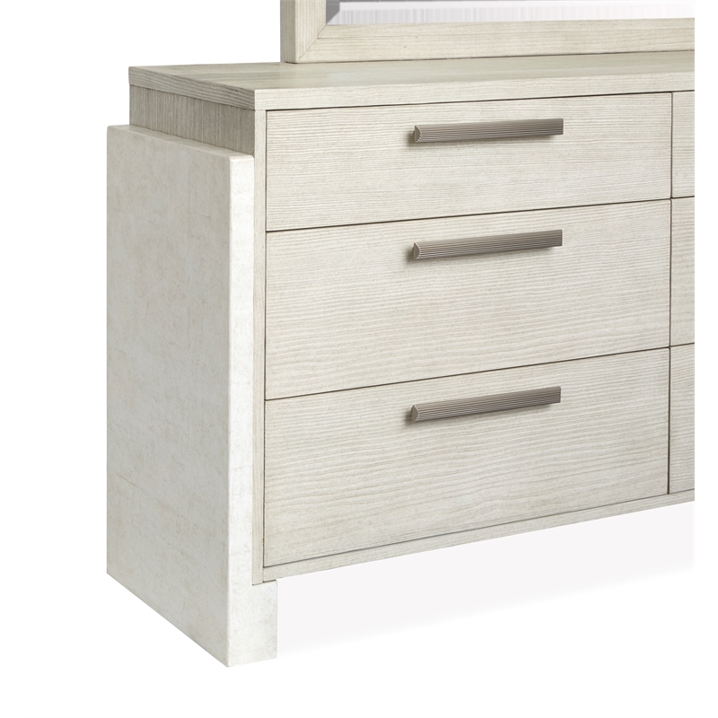 Bowery Hill 6-Drawer Dresser With Landscape Mirror in Misty Cloud