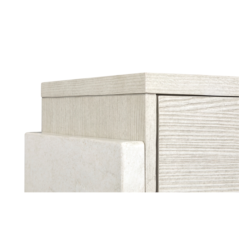 Bowery Hill 6-Drawer Bedroom Dresser in Misty Cloud With Resin Panels