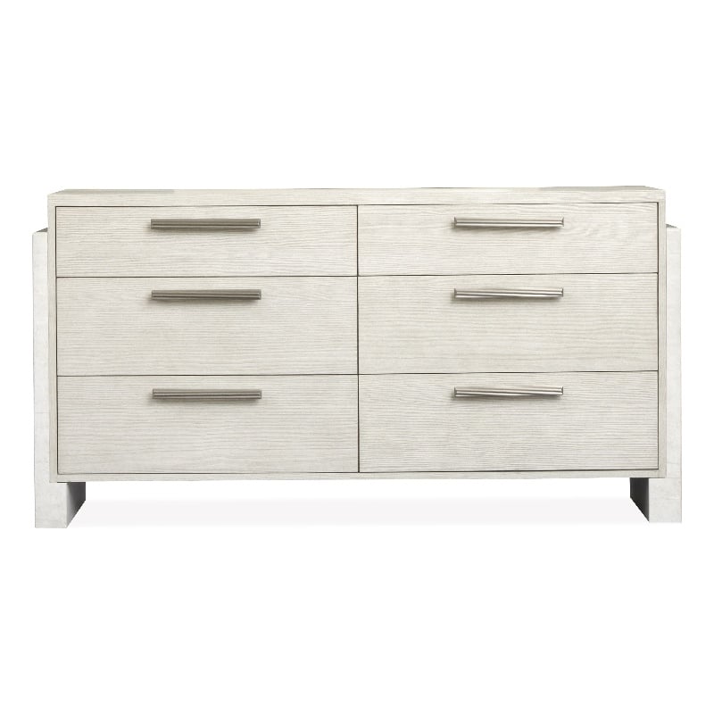 Bowery Hill 6-Drawer Bedroom Dresser in Misty Cloud With Resin Panels