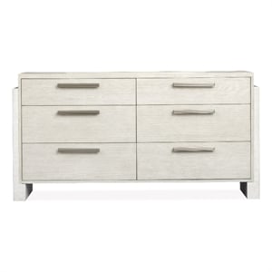 Bowery Hill 6-Drawer Bedroom Dresser in Misty Cloud With Resin Panels