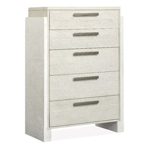 Bowery Hill 5-Drawer Bedroom Chest in Misty Cloud With Resin Panels