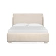 Bowery Hill Queen Upholstered Sleigh Bed in Misty Cloud With Resin Posts