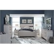 Bowery Hill Queen Upholstered Sleigh Bed in Misty Cloud With Resin Posts