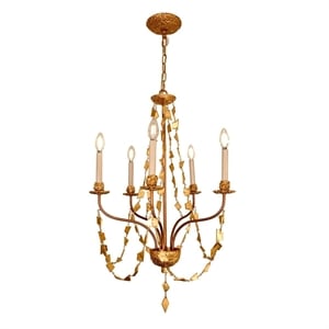 Bowery Hill 5-Light Traditional Metal Mini Chandelier in Antique Gold