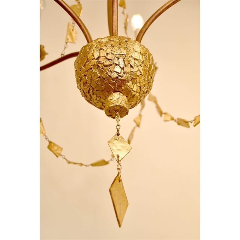 Bowery Hill 5-Light Traditional Metal Mini Chandelier in Antique Gold