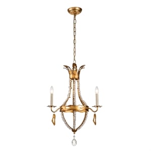 Bowery Hill 3-Light Traditional Crystal Chandelier in Antique Gold