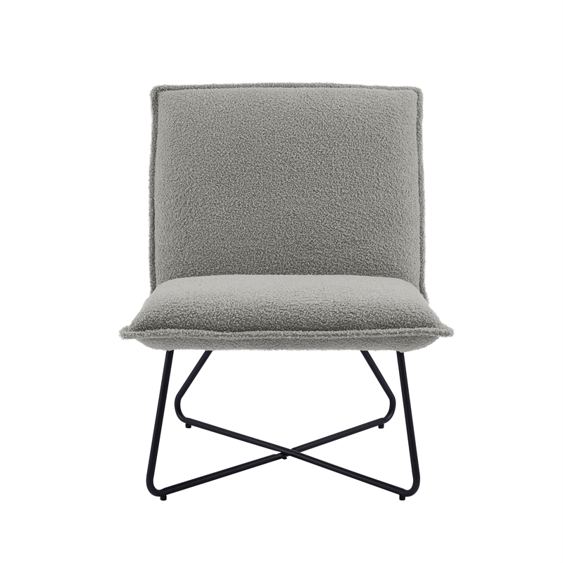 Bowery Hill Gray Sherpa Accent Chairs - 2 Piece Set