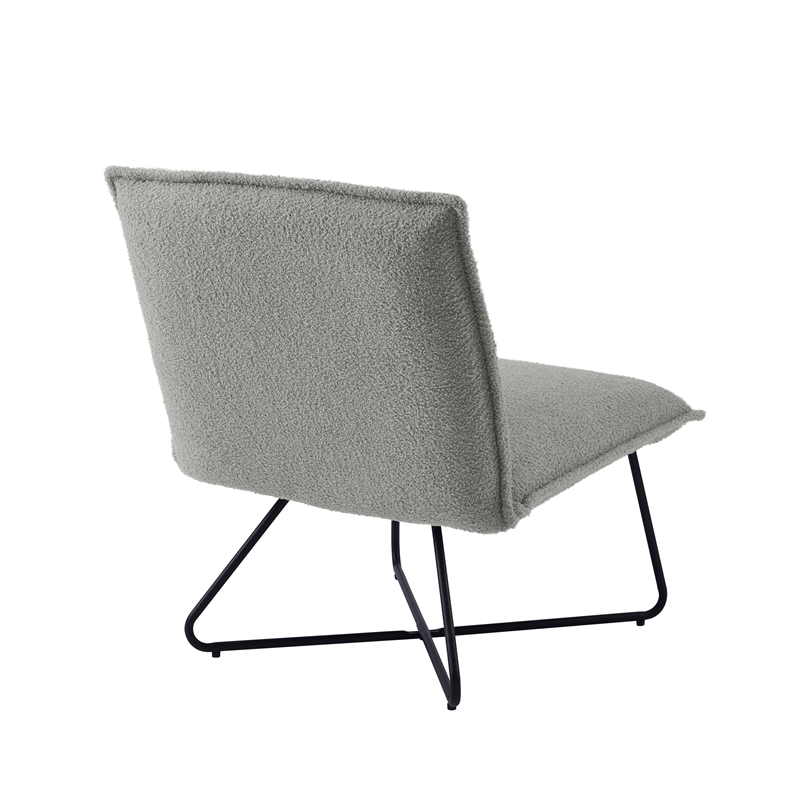 Bowery Hill Gray Sherpa Accent Chairs - 2 Piece Set