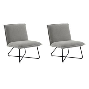 Bowery Hill Gray Sherpa Accent Chairs - 2 Piece Set
