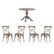 Bowery Hill Dining Set of 5 in Rustic Gray Solid Wood