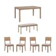 Bowery Hill Dining Set of Table & 4 Chairs & Bench in Washed Gray