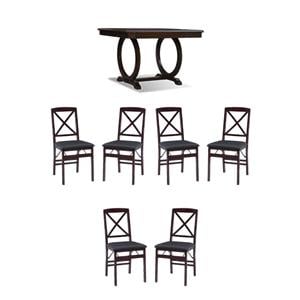 Bowery Hill Dining Set of 6 Folding Chairs and Gathering Table
