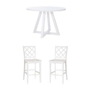 Bowery Hill 3-Piece Dining Set with Table and 2 Lattice Back Counter Stools