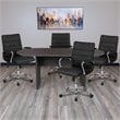 Bowery Hill 5 Piece Wooden Oval Conference Table Set in Gray and Black