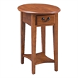 Bowery Hill Contemporary Wood Oval End Table with Drawer in Medium Oak