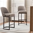 Bowery Hill Barrel Back Metal Bar Stool Set in Gray/Espresso