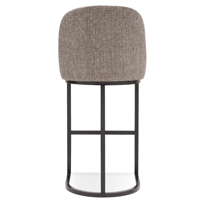 Bowery Hill Barrel Back Metal Bar Stool Set in Gray/Espresso