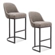 Bowery Hill Barrel Back Metal Bar Stool Set in Gray/Espresso