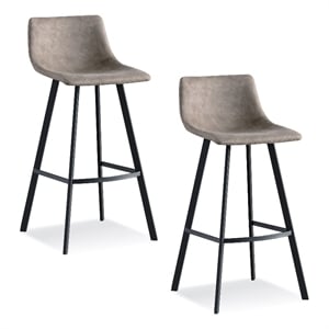 Bowery Hill 29.5&quot Metal/Faux Leather Bar Stool in Black/Gray (Set of 2)