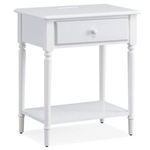 Bowery Hill Wood Nightstand with USB-C and AC/USB Charging in White