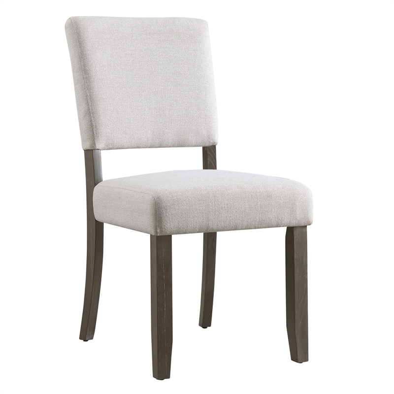 Bowery Hill Wood Upholstered Dining Chair Set in Gray Washed Black Bean