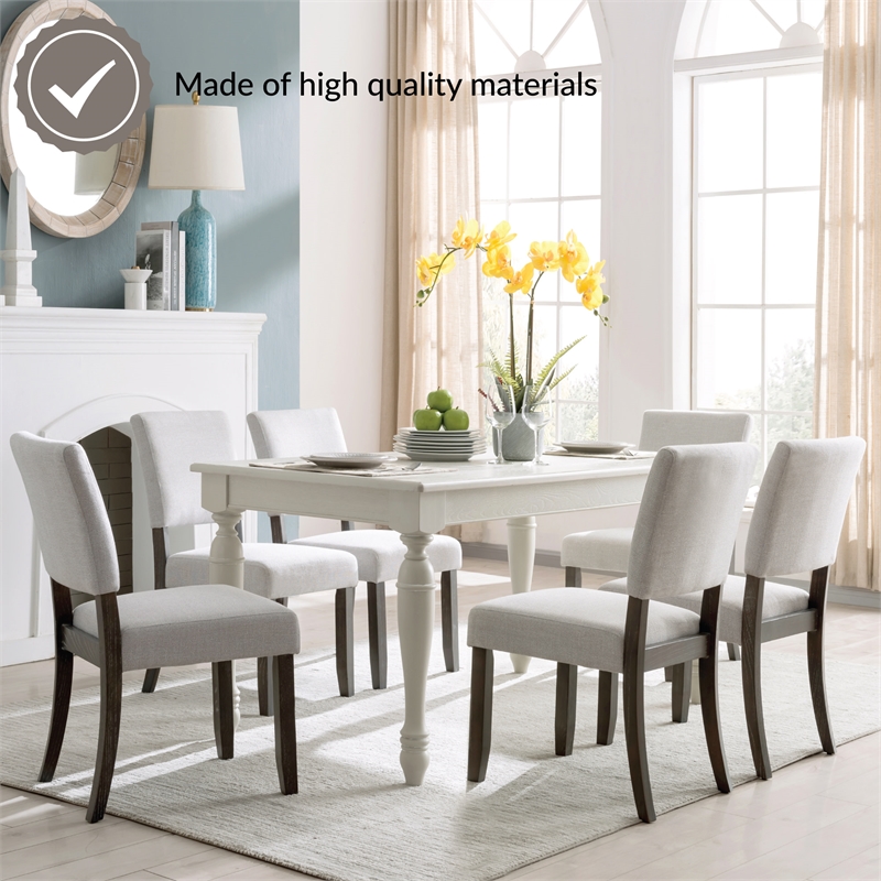 Bowery Hill Wood Upholstered Dining Chair Set in Gray Washed Black Bean