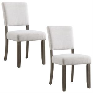 Bowery Hill Wood Upholstered Dining Chair Set in Gray Washed Black Bean