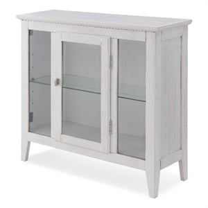 Bowery Hill Entryway Wood Curio Cabinet with Glass Door in Weathered White