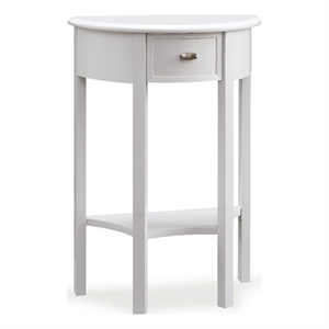 Bowery Hill Contemporary Solid Wood Demilune Hall Stand in Crisp White
