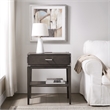 Bowery Hill Wood Drawer Nightstand Table with AC/USB Charger in Gray