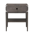 Bowery Hill Wood Drawer Nightstand Table with AC/USB Charger in Gray